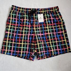 Teddy Fresh Streetwear Crayon Multicolor All Over Print Checkered Shorts NWT